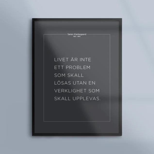 Poster Citat Kierkegaard Filosof Svart Kunskapat