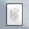 Poster med alfabetet i kalligrafi