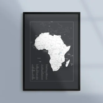 Poster Tavla Karta Afrika Geografi Mork Ram Kunskapat