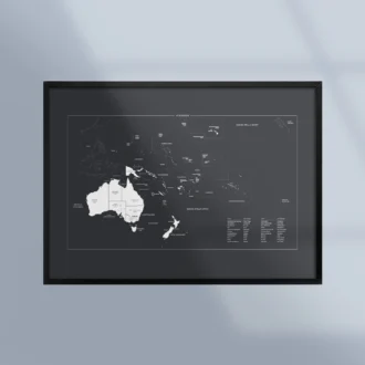 Poster Tavla Karta Oceanien Australien Geografi Mork Ram Kunskapat
