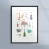 Poster med musikinstrument