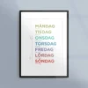 Poster med veckans dagar